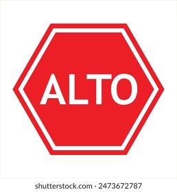   ALTO  mexican stop sing . Traffic warning symbol vector illustration 