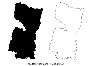 Alto Parana Department (Departments of Paraguay, Republic of Paraguay) map vector illustration, scribble sketch Alto Paraná map