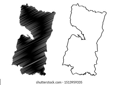 Alto Parana Department (Departments of Paraguay, Republic of Paraguay) map vector illustration, scribble sketch Alto Paraná map