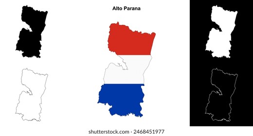 Alto Parana department outline map set