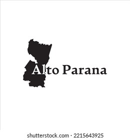 Alto Parana map and black lettering design on white background