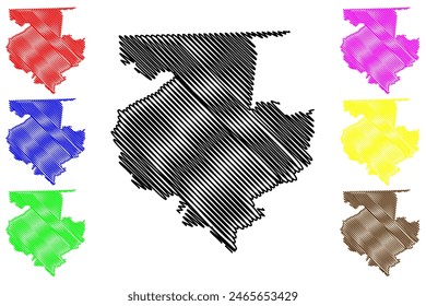 Ilustración vectorial de mapas del municipio de Alto Rio Novo (Estado de Espírito Santo, Municipios de Brasil, República Federativa de Brasil), mapa con dibujos a mano alzada