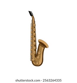 alto saxophone cartoon. tenor soprano, reed brass, woodwind keys alto saxophone sign. isolated symbol vector illustration