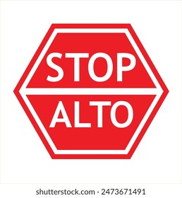  ALTO( stop in Spanish ) sing with an Octagonal shape icon. vector image.