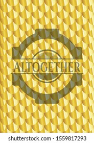 Altogether golden emblem. Scales pattern. Vector Illustration. Detailed.