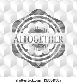 Altogether grey emblem with geometric cube white background