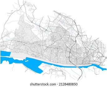 Altona, Hamburg, DEUTSCHLAND, high detail vector map with city boundaries and editable paths. White outlines for main roads. Many smaller paths. Blue shapes and lines for water.