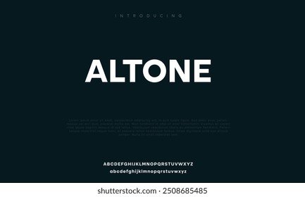 Altone Fuentes abstractas minimalistas modernas del alfabeto. Tecnología de tipografía, electrónica, película, digital, música, futuro, logo fuente creativa.