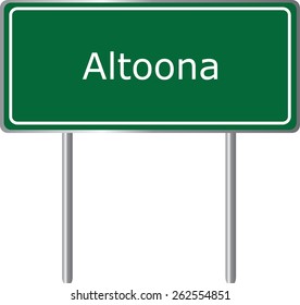 Altoona, Alabama, road sign green vector illustration, road table, USA city