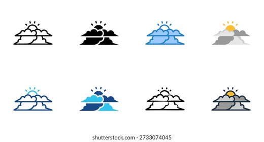 Altostratus icons set multiple style collection. Editable stroke 
