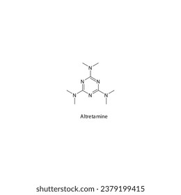 Altretamin flache skelettale molekulare Struktur DNA Replication Inhibitor Arzneimittel zur Behandlung von Ovarialkarzinom. Wissenschaftliches Diagramm Vektorgrafik.