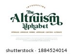 Altruism: Classic lettering minimal fashion design. Elegant typography alphabet a to z and number. Uppercase, lowercase, ligatures, alternative variation, and number. 