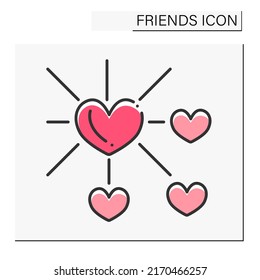  Altruism Color Icon. Share Love And Support To Other People. Kindness. Friends Line Icon. Isolated Vector Illustration