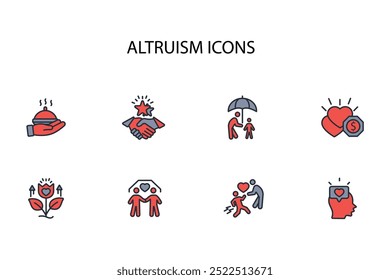 Altruismus-Symbol set.vector.Editable stroke.linear style Zeichen für die Verwendung Web-Design, logo.Symbol-Illustration.