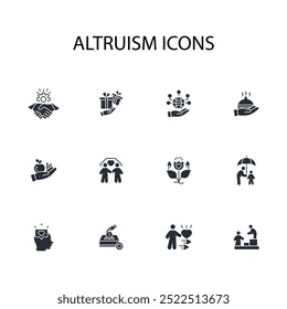 Altruismus-Symbol set.vector.Editable stroke.linear style Zeichen für die Verwendung Web-Design, logo.Symbol-Illustration.