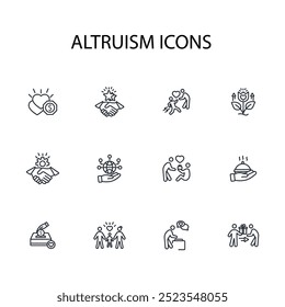 Altruismus-Symbol set.vector.Editable stroke.linear style Zeichen für die Verwendung Web-Design, logo.Symbol-Illustration.