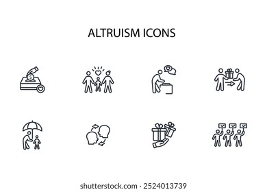 Altruismus-Symbol set.vector.Editable stroke.linear style Zeichen für die Verwendung Web-Design, logo.Symbol-Illustration.