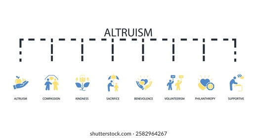 Altruism icon set.vector.Editable stroke.linear style sign for use web design,logo.Symbol illustration.