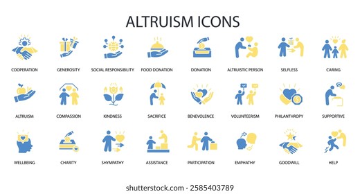 Altruism icon set.vector.Editable stroke.linear style sign for use web design,logo.Symbol illustration.