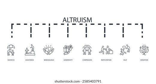 Altruism icon set.vector.Editable stroke.linear style sign for use web design,logo.Symbol illustration.