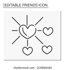  Altruism Line Icon. Share Love And Support To Other People. Kindness. Friends Line Icon. Isolated Vector Illustration.Editable Stroke