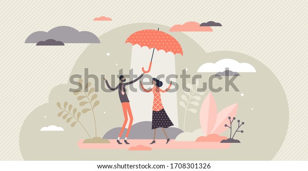 Altruistic vector illustration. Assistance\
support flat tiny persons concept. Altruism as society respect and\
community volunteering for common happiness. Contribute loyalty as\
kind gesture\
symbol.