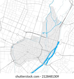 Altstadt-Lehel, München, DEUTSCHLAND, high detail vector map with city boundaries and editable paths. White outlines for main roads. Many smaller paths. Blue shapes and lines for water.