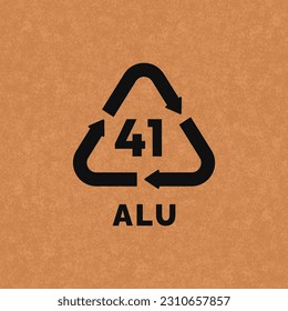 ALU 41 plastic recycle symbol icon vector