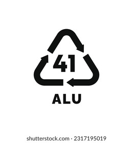 ALU 41 plastic recycle symbol icon vector