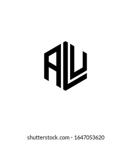 ALU Letter Logo Design polygon Monogram Icon Vector Template