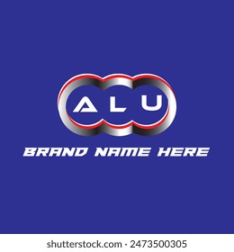 VECTOR del logotipo de la letra de ALU único atractivo diseño inicial moderno creativo color blanco sobre fondo de color azul Diseño del logotipo de la letra de ALU
