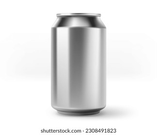 Los 330 ml de soda de aluminio se pueden burlar aislados sobre fondo blanco. 3.ª ilustración vectorial