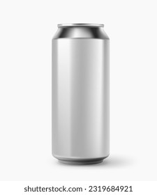 Aluminium 500 ml beer can mockup isolated on white background. 3d vector illustration