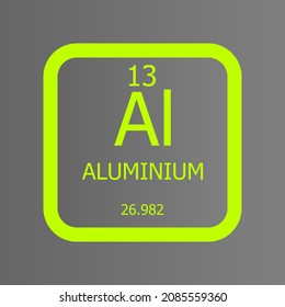 Aluminium Al Chemical Element vector illustration diagram, with atomic number and mass. Simple flat dark gradient design for education, lab, science class.