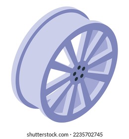 Aluminium auto wheel icon isometric vector. Car repair. Sport metal