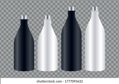aluminium bottles products branding icons vector illustration design