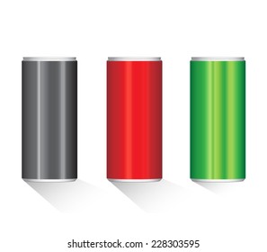 aluminium can / aluminium cans black red and green color / Create aluminium cans vector 