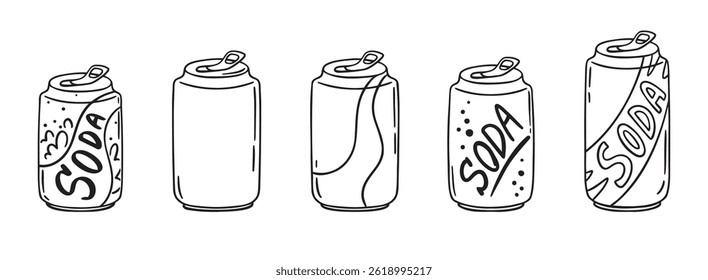 aluminium can icon. soda can doodle hand drawn icon. Outline drawing soda can line clipart symbol. Vector illustration