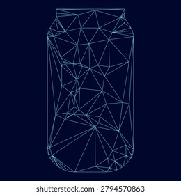 Aluminium can low poly triangulation triangulated polygonal electric cyan blue vibrant aqua neon color vector illustration image outline contour line style