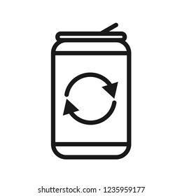 Aluminium Can Reused. Reduce waste concept. Line vector. Isolate on white background.