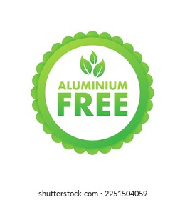 Aluminium free sign, label. Aluminium free icon. Vector stock illustration.