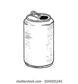 Aluminium jar black color outline sketch style vector illustration.