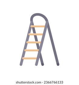 Aluminium ladder icon flat vector. Wood construction. Portable indoor isolated