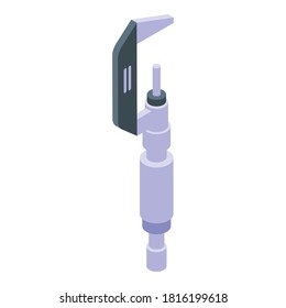 Icono del micrómetro de aluminio. Isométrico ícono vectorial del micrometro de aluminio para diseño web aislado en fondo blanco
