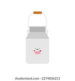aluminium milk can flat style vector illustration. Dairy container flat design vector illustration isolated on white background