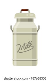 Aluminium Milk Can Flat Style Vector Illustration