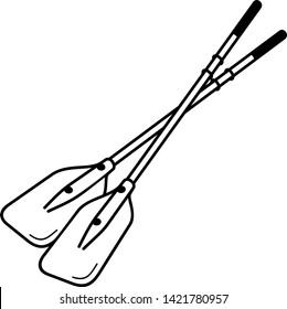 Aluminium oars. Vector outline icon isolated on white background.