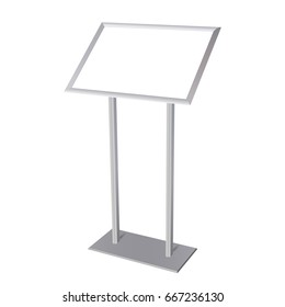 Aluminium poster stand with blank screen isolated on white background. Vector illustration
