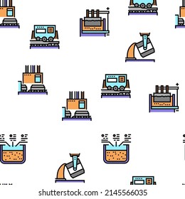Aluminium Production Vector Seamless Pattern Thin Line Illustration
