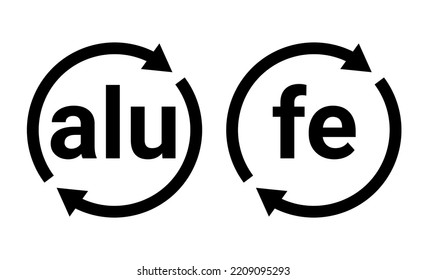 Aluminium recycle icon logo symbol eco fe metal steel pictogram isolated